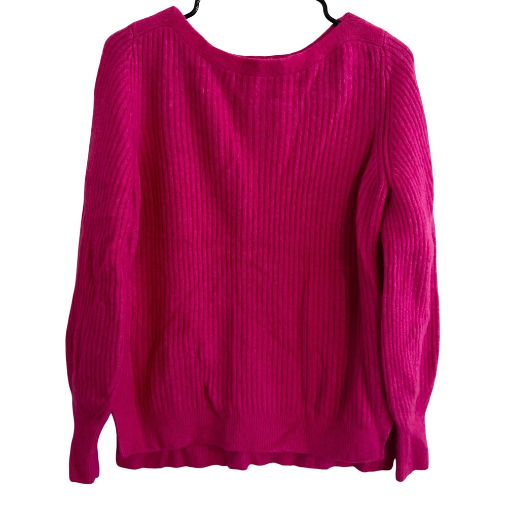 Athleta Merino Wool‎ Ribbed Sweater Hot Pink Magenta, Size Small